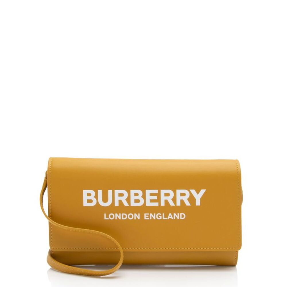 Burberry Mustard Yellow Logo Leather Shoulder Bag